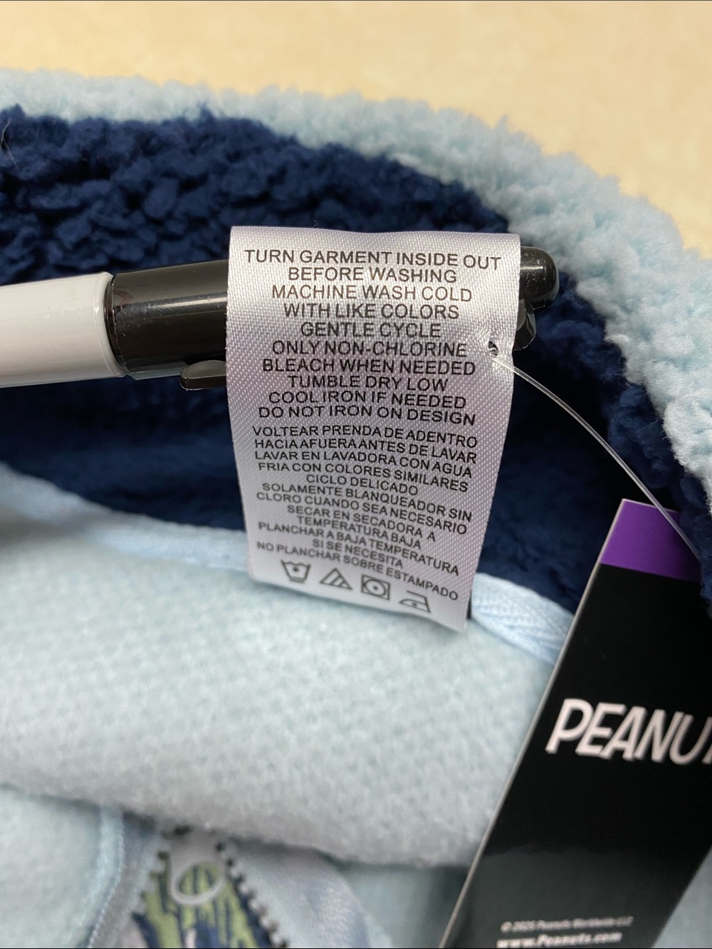 Peanuts Light Blue Sherpa Pullover Jacket with Snoopy Ski Embroidery - Picture 10 of 10